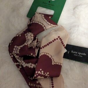Kate Spade Silk Square Scarf Pop Flower Pink Burgundy Polka Dot Floral